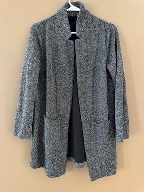 Women's Gray Open-Front Knit Sweater Cardigan